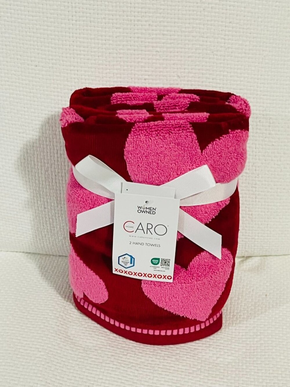 Caro Home Hearts Hand Towels 2 Pack